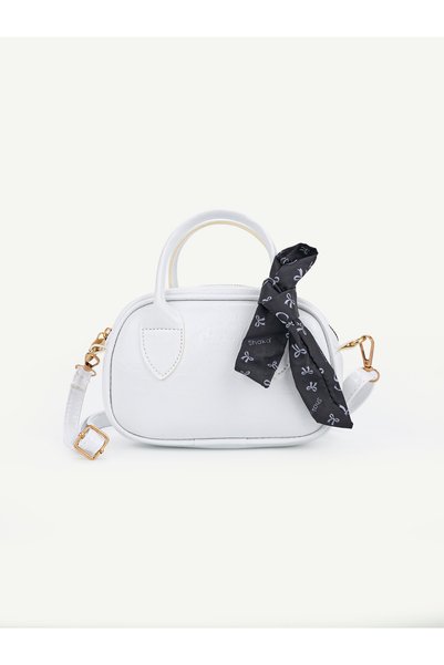Wrinkled Textured White Shk289 Faux Leather, Zippered, Single Compartment, Hand, Arm and Shoulder Bag
