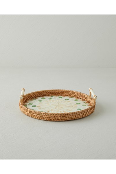 Celina Rattan Tray 28 cm Brown