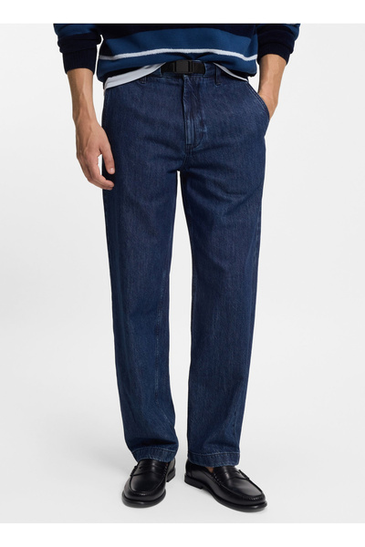 Navy Blue Men's Tapered Fit Denim Pants Chino_Straight BO_50555850