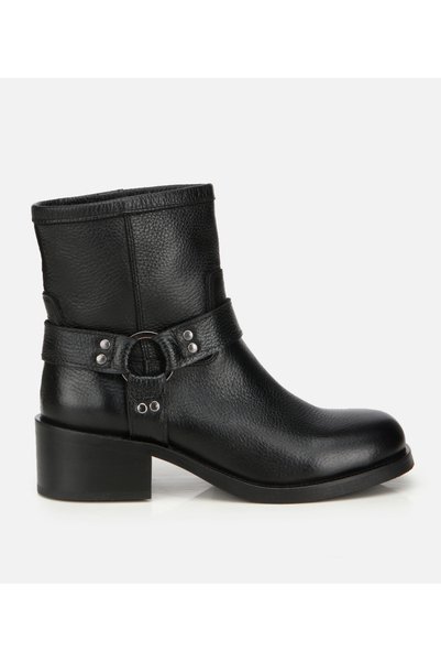 Women's Leather Black Western Heeled Boots