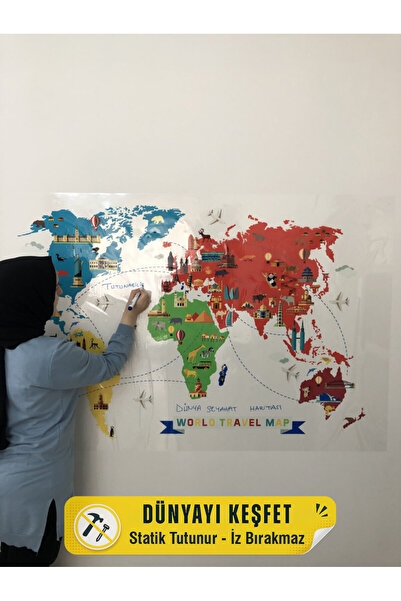 Статичка мапа на светот за патувања – мапа за патувања и култура – 100 x 150 cm