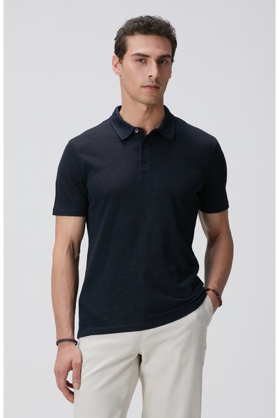 Navy Blue Polo Neck T-shirt