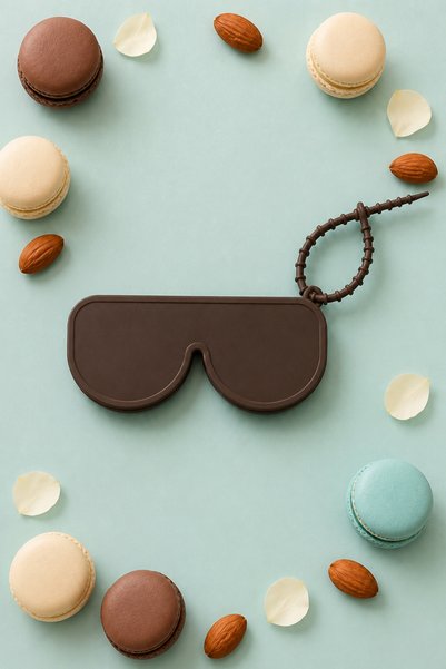 Striped Foldable Silicone Glasses Case - Hangable Eyewear Carrying Flexible Protective Storage Container Brown