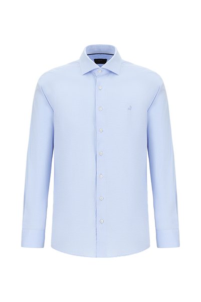 Long Sleeve Slim Fit Slim Fit Patterned Cotton Shirt