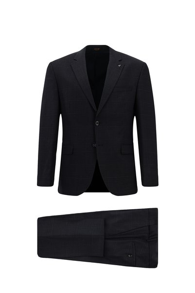 7 Drop Slim Fit Narrow Cut Plaid Wool Suit