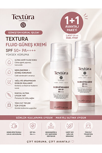 Флуид крема за сончање SPF 50+ PA++++ 50 ml x 2 | 1+1 пакет со предности | лесна текстура и UVA UVB заштита