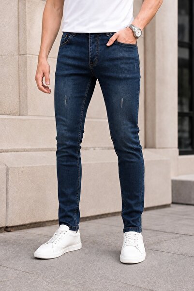 Машки кафеави Slim Fit ласерски фармерки со ликра
