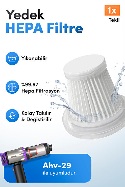 AHV-29 компатибилен заменски HEPA филтер, единечен | Перив филтер за правосмукалка за автомобил | 99.97% филтрација