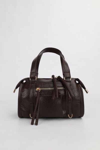 Women's Brown Midi Size Crossbody Hand and Shoulder Bag with Pockets Emma