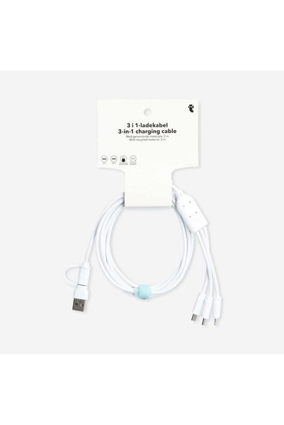 3 in 1 Multifunctional Charging Cable White 2 m