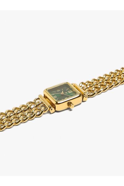 Women's Stainless Steel Chain Cord Square Watch