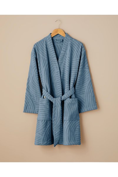 Curve Cotton Bathrobe S-M Blue
