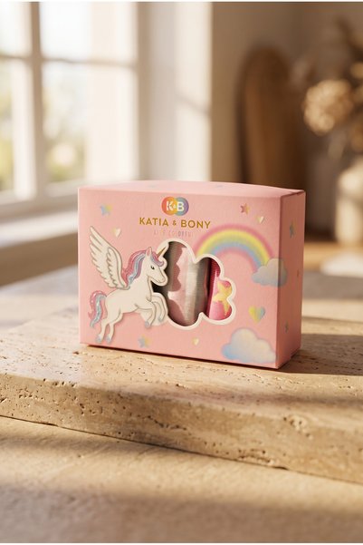 Girl's Unicorn Patterned 3-Piece Boxed Socket Socks