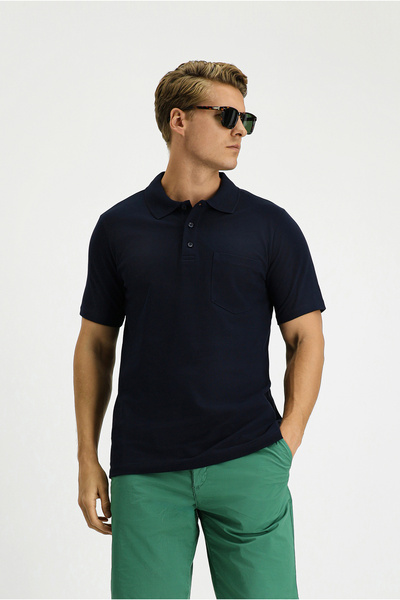 Slim Fit Slim Fit Cotton Pocket Polo Neck T-Shirt