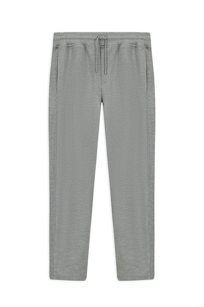 Regular Fit Patterned Cotton Knitted Sweatpants with Elastic Waistband and Drawstring