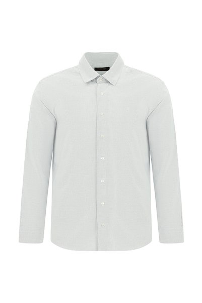 Long Sleeve Slim Fit Slim Fit Classic Patterned Cotton Shirt