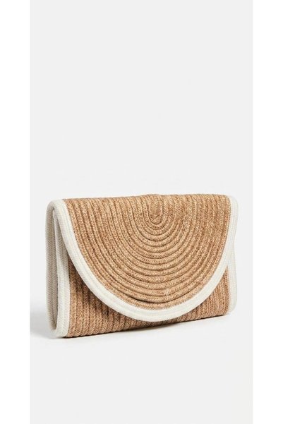 White Detail Wicker Look Envelope Model Summer Clutch Bag