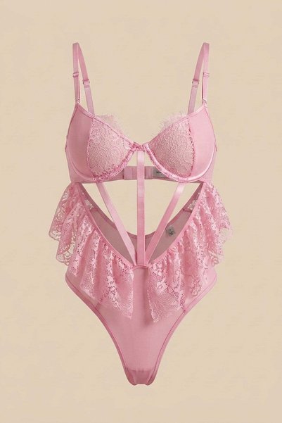 Lace Detailed Bodysuit Pink