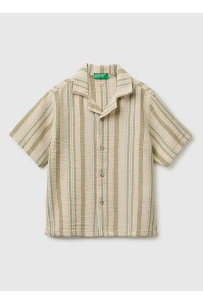 Beige Boys' Striped Shirt 5Oz3Cq050