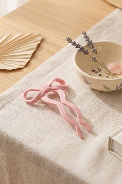 Pink Bun Pin with Bow Detail - Minimalist French Bun Pin