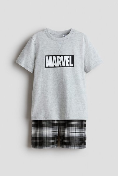 Cotton and Printed Motif Pajama Set