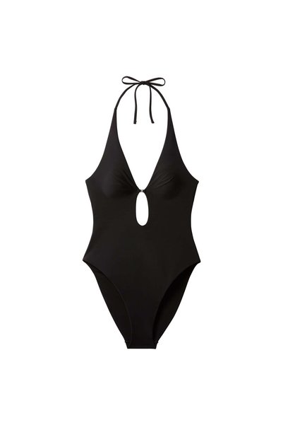 Black Women's Swimsuit Plunge One Piece