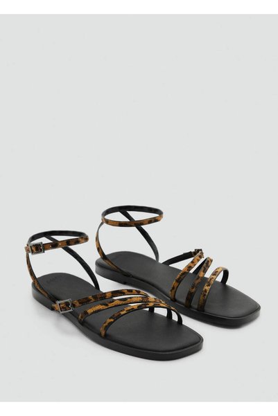 Animal Print Striped Sandals