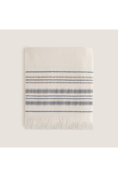 Deep Bamboo Face Towel 50X90 cm Ecru/Marine Blue