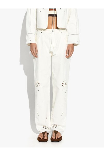 Women's Perforated Embroidered Trousers 100% Cotton