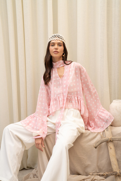 Polina Lacing Detail Pink Shirt