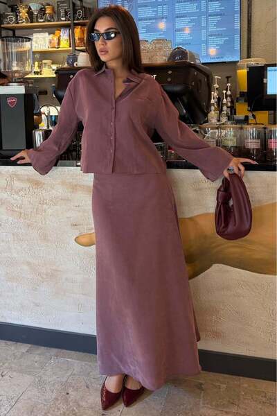 Dusty Rose Tencel Shirt Skirt Set Mg2788