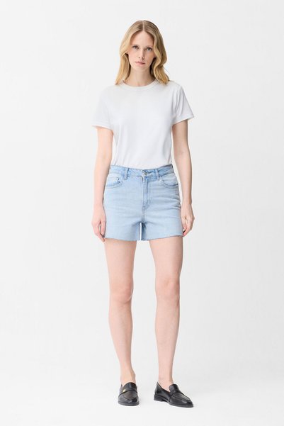 Blue Denim Shorts with Slit Detail