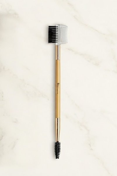 3-in-1 Professional Eyebrow and Eyelash Styling Brush – Double-Sided Comb with Bamboo Handle