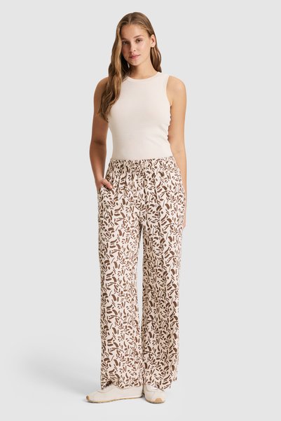 Women's Cream Canvas Trousers 50325528-Vr071