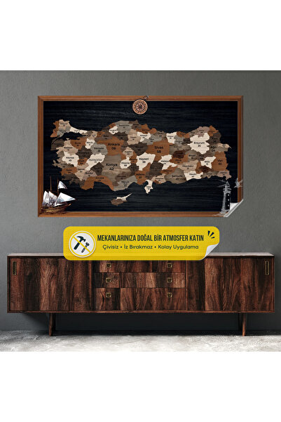 Статичка мапа на Турција со изглед на дрво – 100 x 165 cm