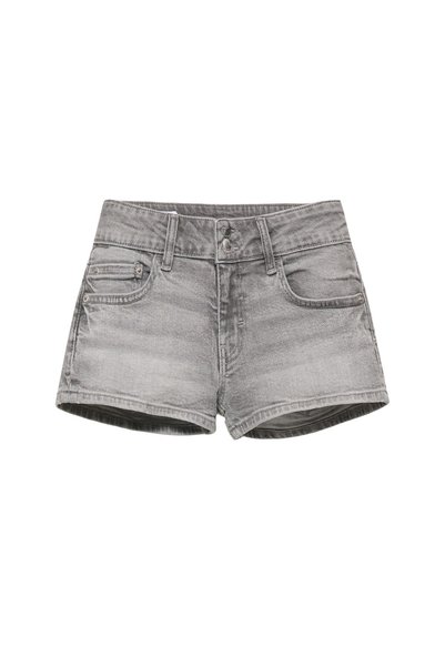 Double Button Denim Mini Shorts