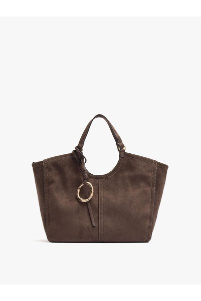 Women's Leather Look Top-Stitched Shopper Bag m