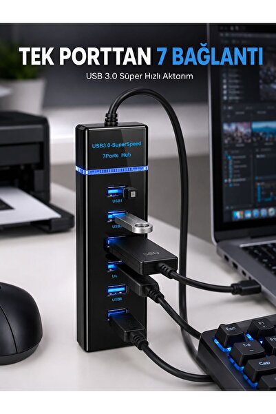 USB хаб со 7 порти USB 3.0 компатибилен со Windows