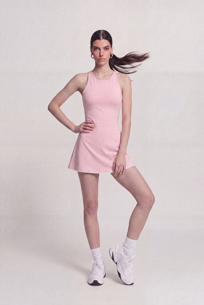 Mini Mariya Dress with Shorts Inside and Rope Detail on the Back, Pink