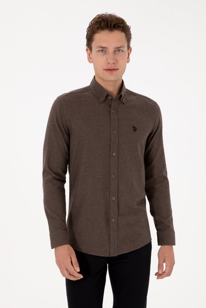 Men's Brown Long Sleeve Basic Shirt 50316721-VR029
