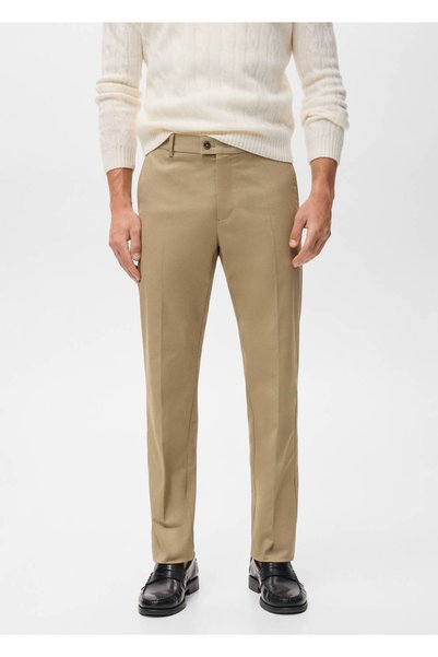 Regular Cut Cotton Trousers