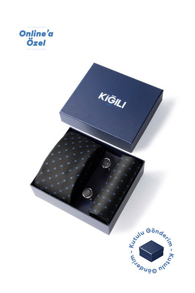 3-Piece Patterned Tie & Handkerchief & Cufflink Gift Boxed Set