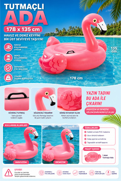 Intex душек на надувување розов фламинго | 147×140x94 cm џиновски душек со рачки