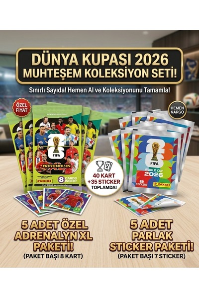 Колекција World Cup 2026 Adrenalyn XL 5 пакувања картички + 5 пакувања стикери