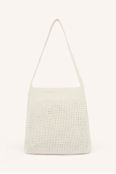Women's Ecru Knitwear Shoulder Bag I4981Axns