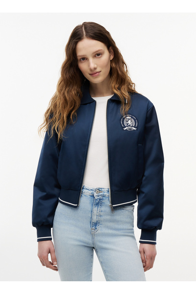 Navy Blue Women's Embroidered Jacket DW0DW23153C1G