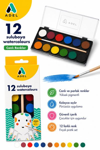 12-Piece 28mm Watercolor Paint Brush Set with Gift