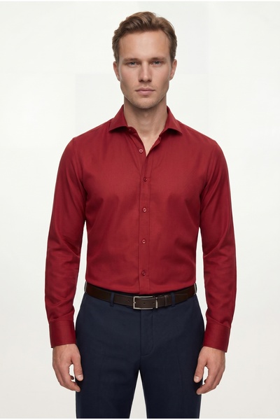 Ds Groom Slim Fit Burgundy Classic Tie Tie Long Sleeve Easy-Iron Shirt