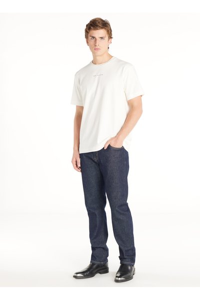 Dark Blue Men's Straight Fit Trousers TBMRDN1000
