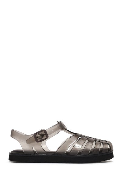 Women's Black Buckle Jelly Transparent Sandals 26Sfe4977Pv